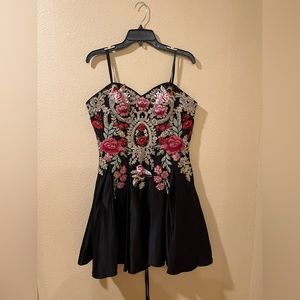 Black Dress with Floral Embroidery
